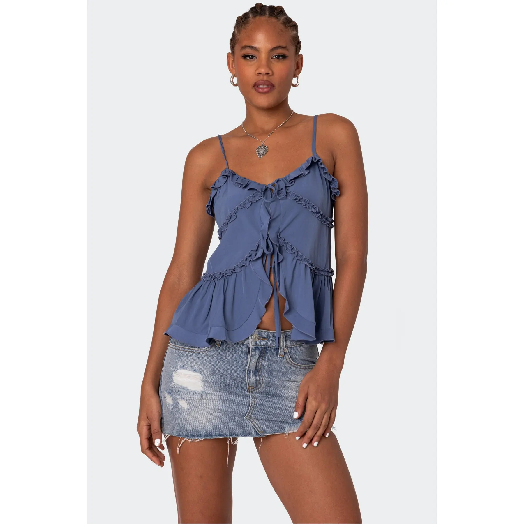 Juniper Tie Front Ruffled Top