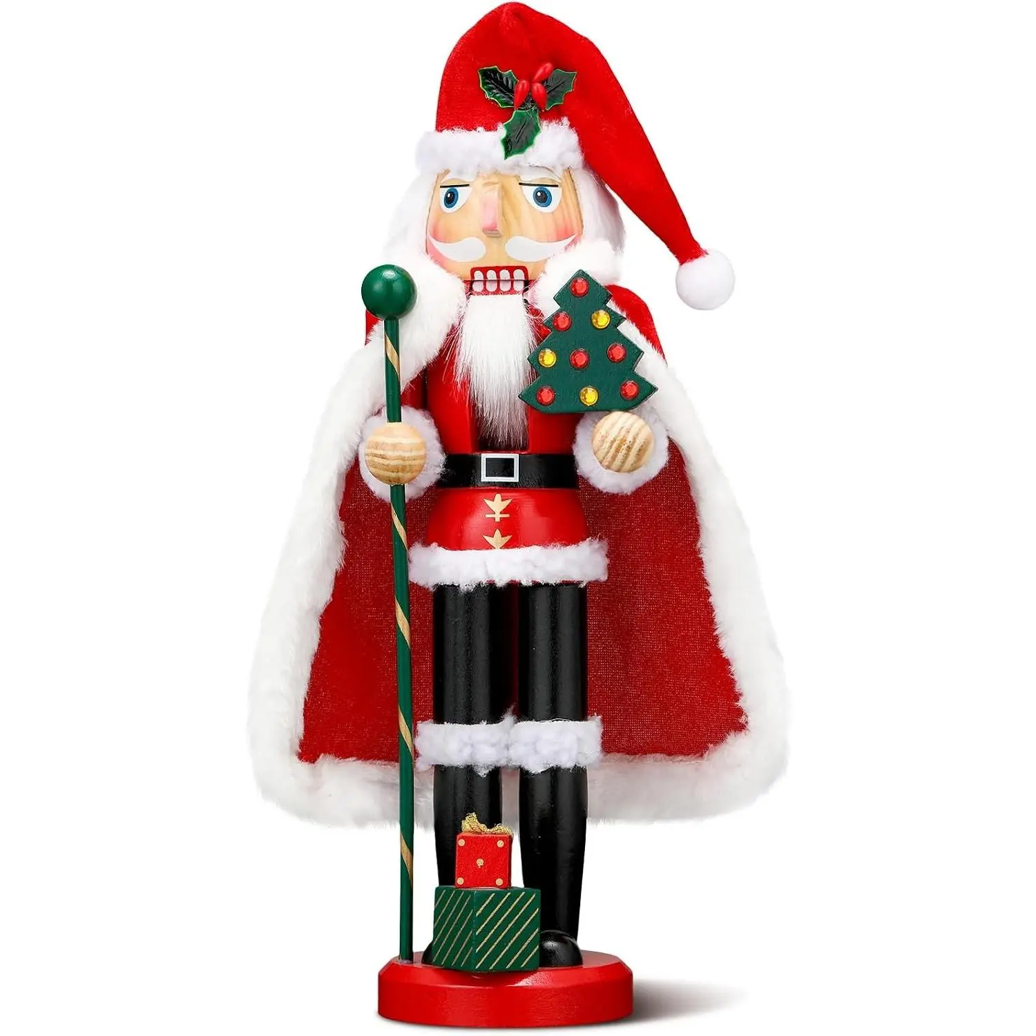 15 Inch Christmas Wooden Nutcracker Traditional Nutcracker Festive Decor for Xmas Party Shelves and Tables(Santa Claus)