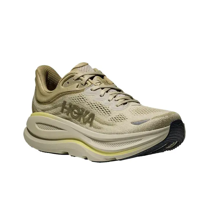 Low Profile Earth Tone Khaki Pale Yellow Gradient Knit Athletic Shoes Max Shock Absorbing Thick Foam Sole Breathable Lightweight Upper Daily Marathon Workout Street Running Trainer Unisex
