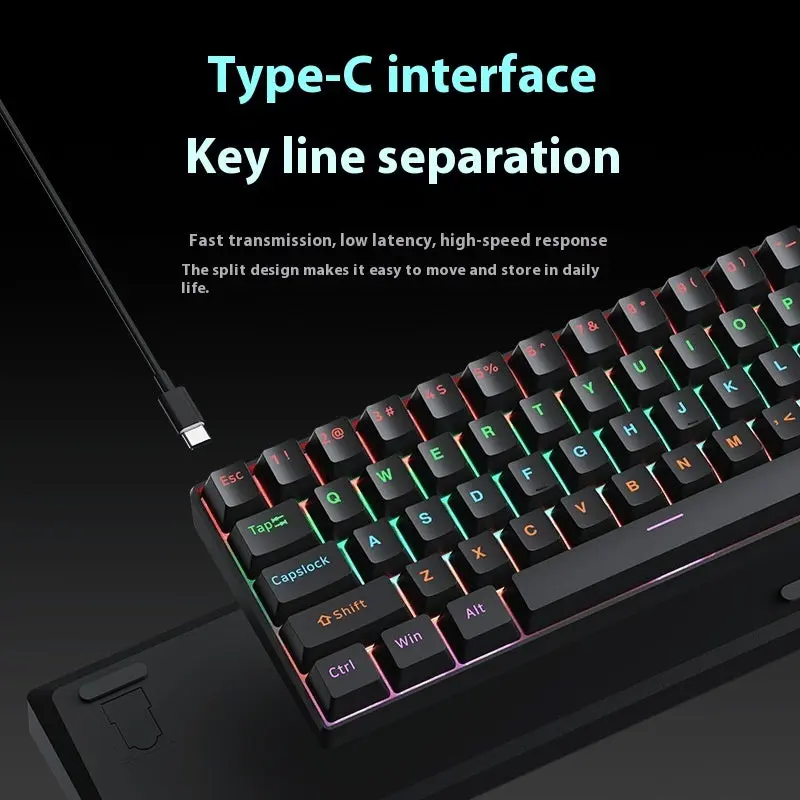 61-key Wireless,Three-mode Mechanical Keyboard, Small, Portable