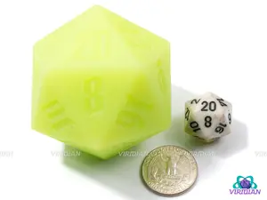 Cyber Citrus (Silicone) | Glow In The Dark, Neon Yellow-Green, 55mm Rubber Silicone, Bouncy | Giant D20 Die (1)