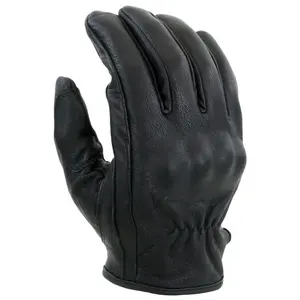 Vance Men's Black Cowhide Leather Knuckle Armored Riding Gloves