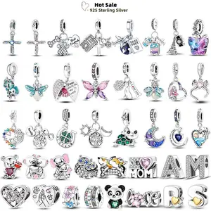 Hot Sale Letter Luminous Firefly Charms 925 Sterling Silver Butterfly Dog Paw Pink Beads S925 Fits Bracelet Necklace DIY Jewelry