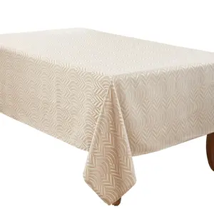 Saro Lifestyle Exquisite Jacquard Design Tablecloth, Beige, 72"x104"