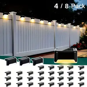4/8Piece Set Solar-Powered LED Deck LightsAuto-On/Off, 12-Hour Continuous Illumination Ideal for Outdoor Stairs, Railings, and Pathways Enhances Nighttime Safety and Ambiance Waterproof Solar Step Lights for Outdoor Use Garden Decor Perfect Gift Summervib