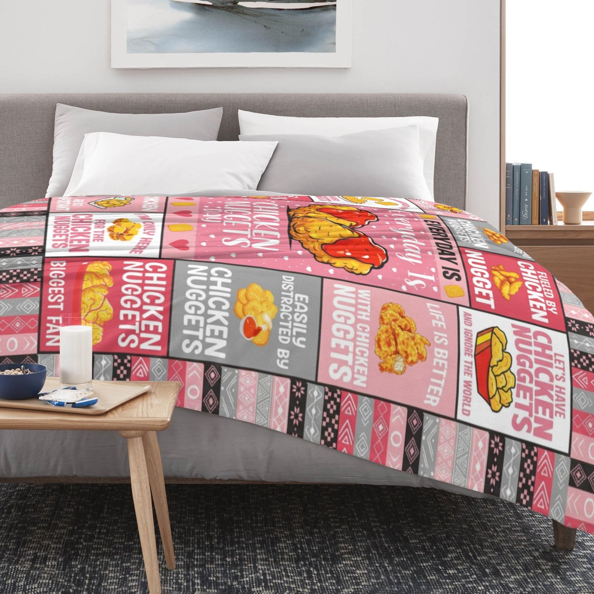 Chicken Nuggets Throw Blanket - Soft Chicken Nugget Blanket for Girls & Boys - Warm Food Throw Blanket for All Seasons - 50"x40" cooling