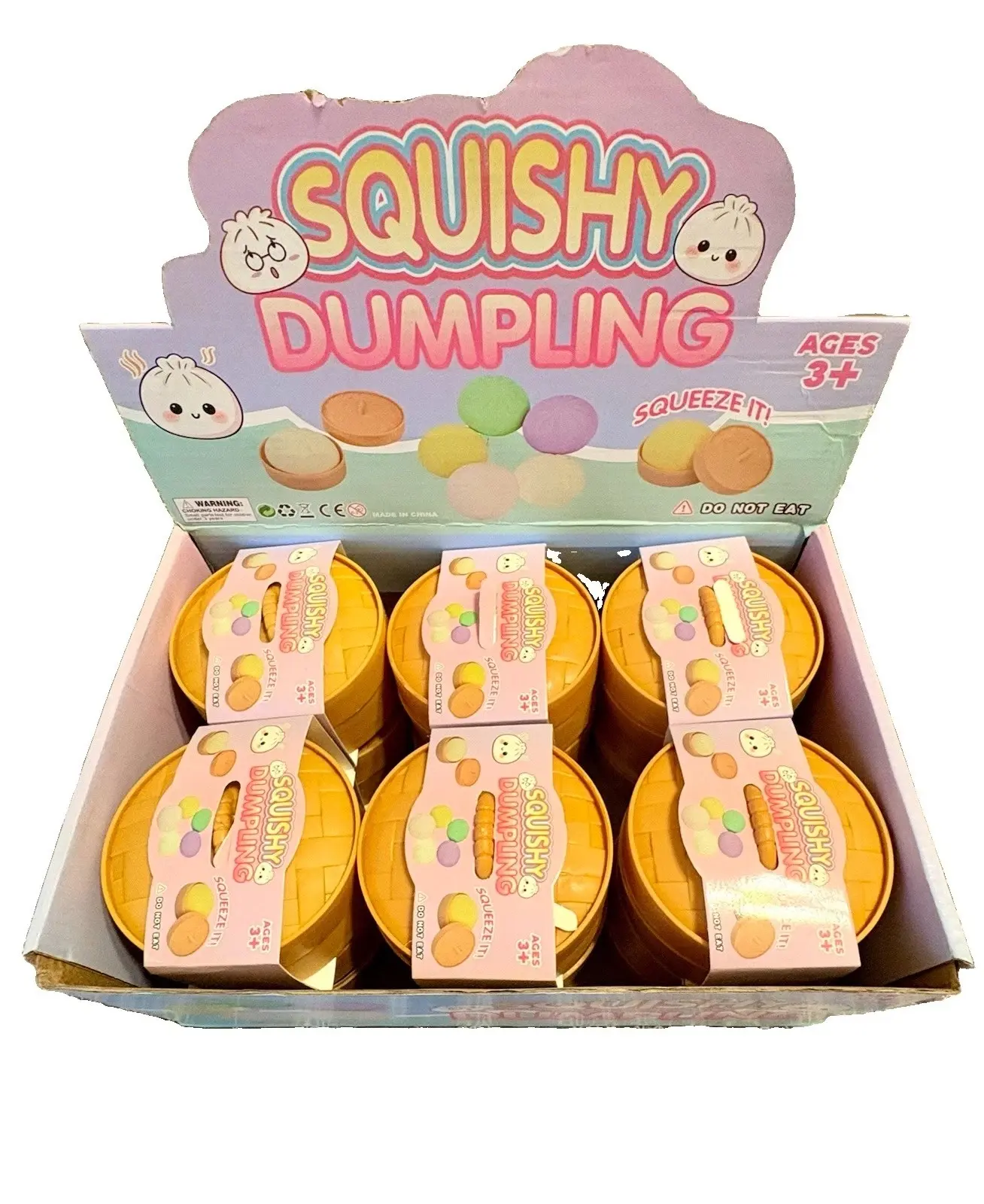 Squishy Dumpling - Glitter and Gel filled *not water* - Toy Steamer Basket Fidget Stress Relief (Random Color)