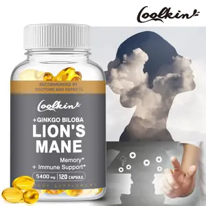 Coolkin - Organic Lion's Mane Mushroom, Ginkgo Biloba Supplement - Premium Ingredients, Gluten Free - 60/120 Vegetarian Capsules