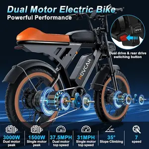 【Movcan】V30 Pro Max Series Electric Bike for Adults, Peak Power 3000W, 20" Fat Tire Ebike, Top Speed 37.5MPH, Range 120Miles, 48V 20Ah Dual Removable Battery， Motorcycle Ebike for Commuting/Off-roading,UL 2849 Certified ebike