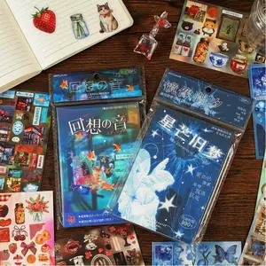 1980+ Pcs Vintage Sticker Book Bundle (60 Sheets) - Dreamcore Japan Retro & European Classic Decals for Junk Journaling Scrapbooking Glitter Matte