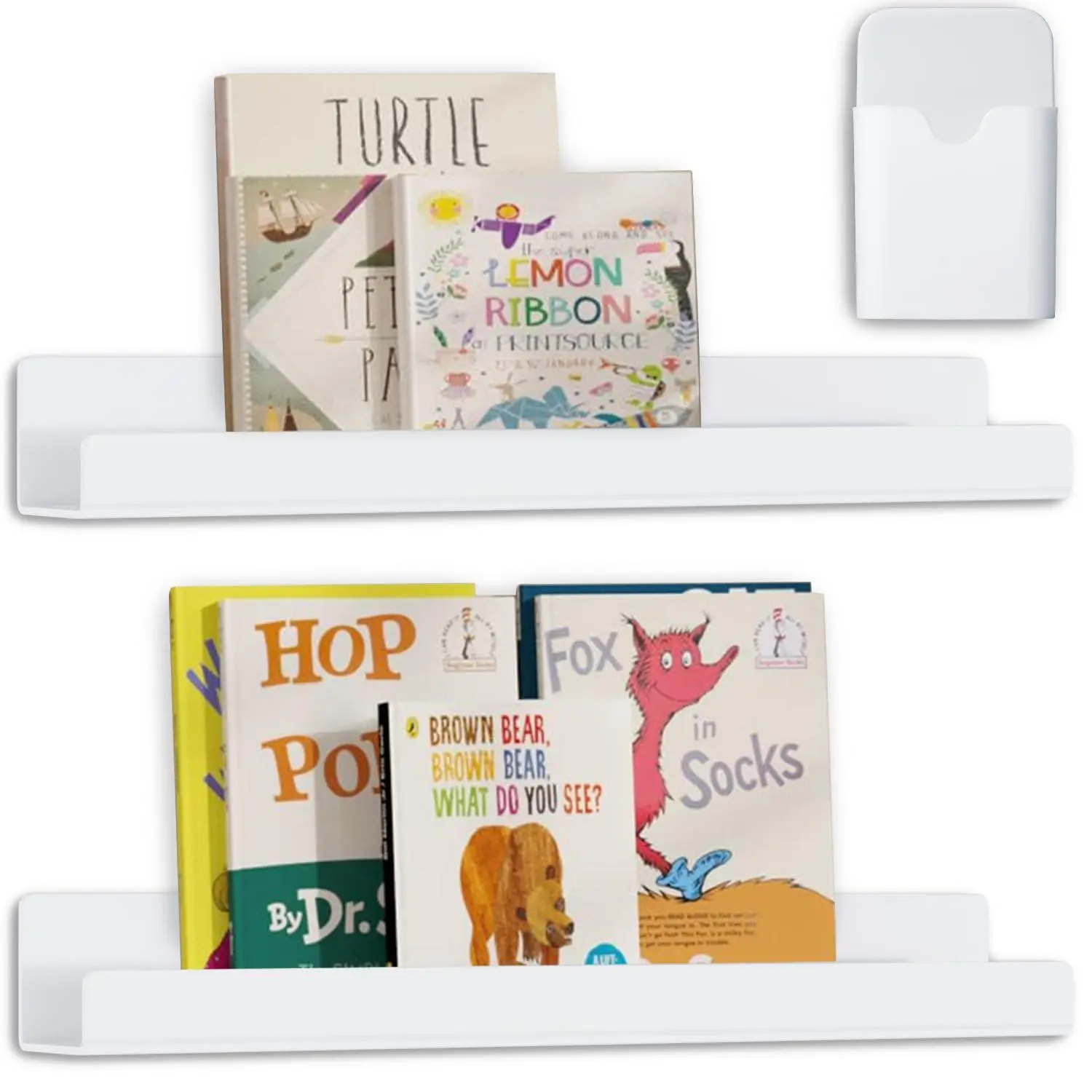 2 Magnetic Book Shelf For Whiteboard Reusable Holder And Pen Holder,use Classroom Office  Refrigerator School Supplies-white