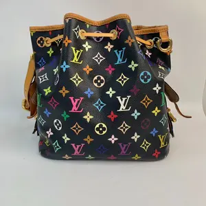 Pre-owned Louis Vuitton canvas Shoulder Bags Monogram Multicolore Petit Noe Bag bucket KY02351【BF 123Z】