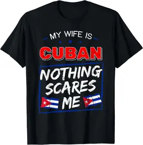 100%cotton My Wife Is Cuban Republic of Cuba Heritage Roots Flag Pride T-Shirt Top
