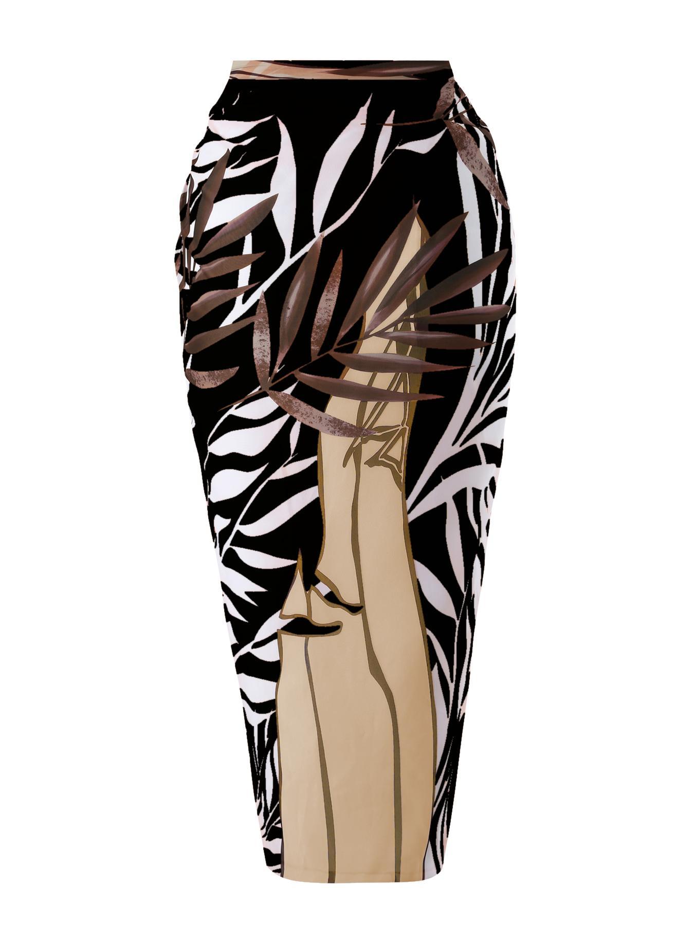 New European/American two-piece bikini swimsuit for women — sexy design with soft padding; three-piece set including a beach skirt, ideal for hot springs vacations.