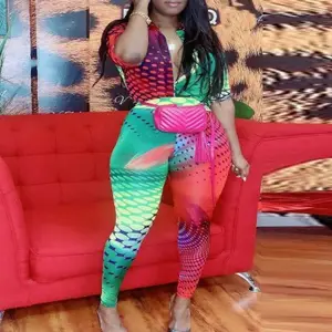 Colorblock Button Up Jumpsuit