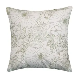 18" x 18" Fine Line Embroidered Floral Decorative Patio Throw Pillow Lime Green