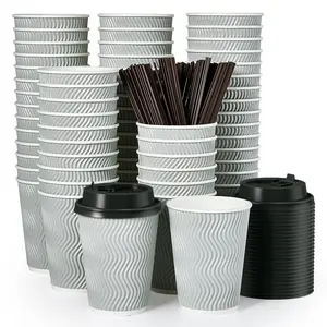 8oz/12oz/16oz Bulk Paper Coffee Cups | Insulated to Go Cups for Coffee, Tea, Hot Chocolate | Restaurant Supply