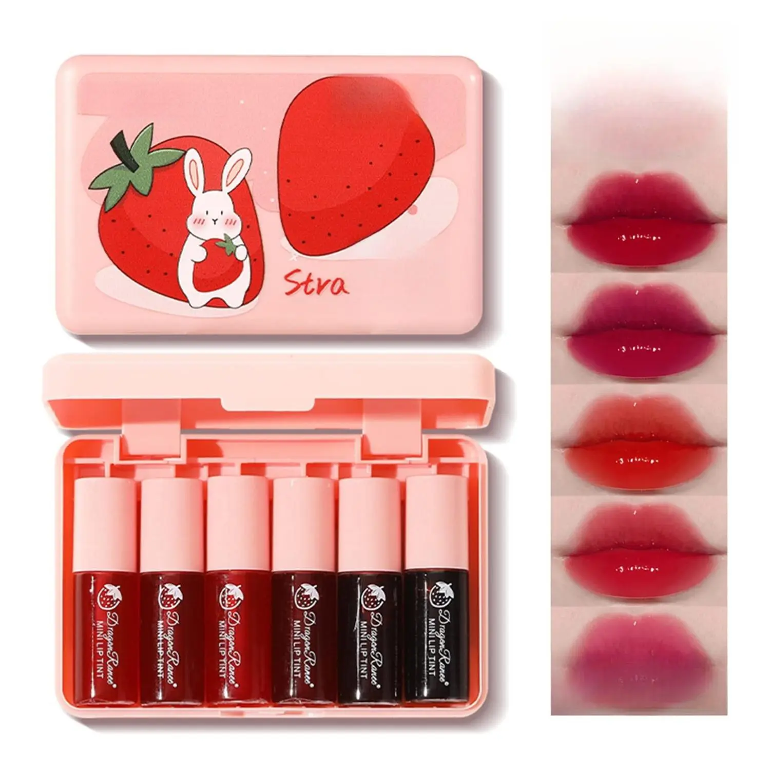 [New Deal] - 6 Colors Lip Tint Stain Mini Liquid Lipstick, Lip Gloss for Women, Blush for Cheeks, Lip Stain Long Lasting Waterproof, Lip Makeup, Cute Stuff, Non-Stick Cup, High Pigment, Vivid Color