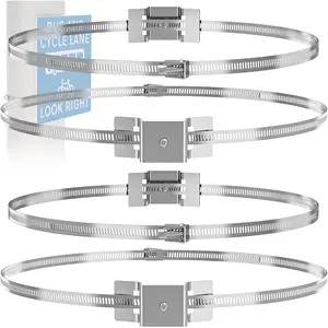4 Pcs Sign Mounting Brackets for Larger Poles, Adjustable Street Sign Mounting Hardware with Pole Clamps, Pole Mounting Kit for Water Heater Expansion Tank, Security Camera, Solar Light Panel