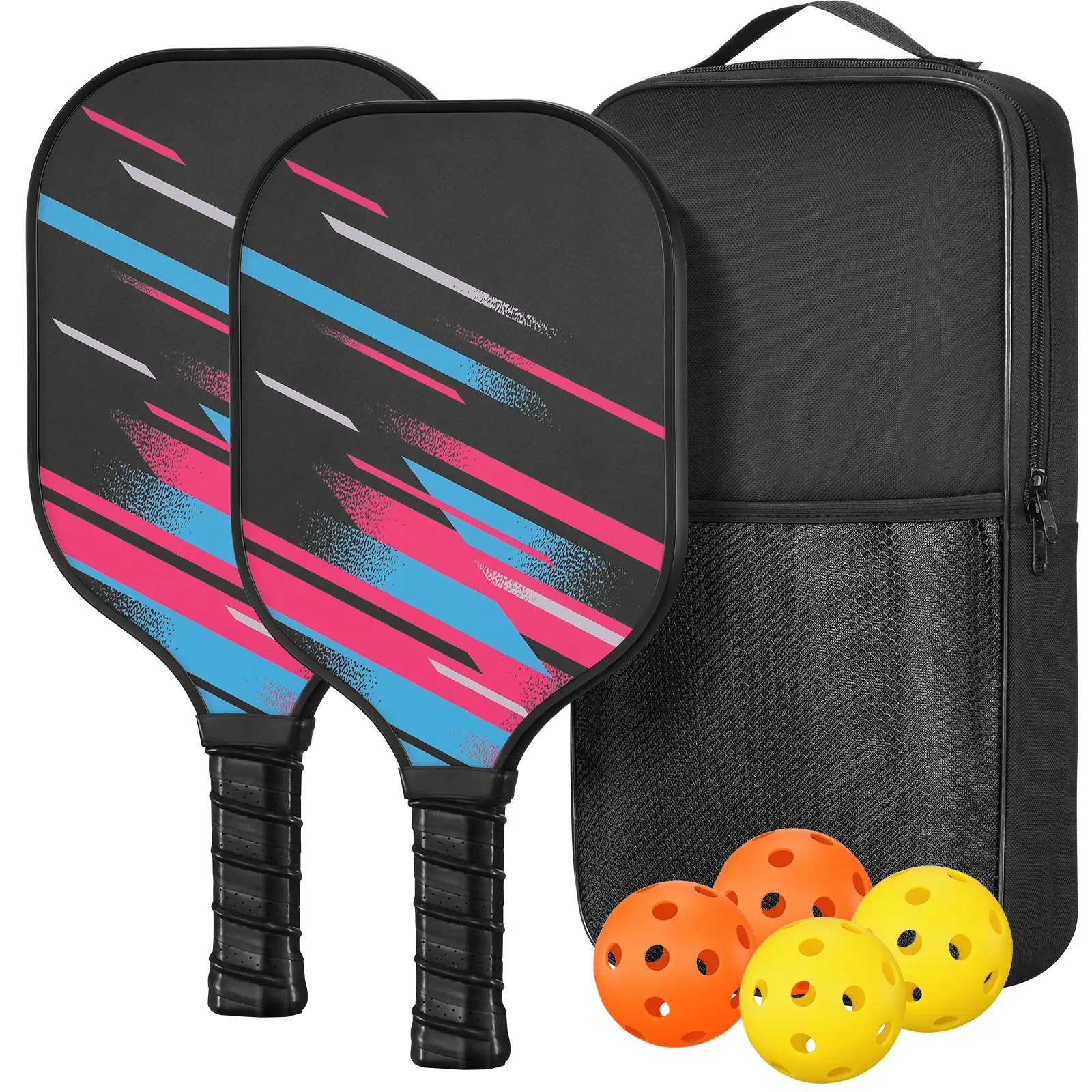 Pickleball Paddles Set | Fiberglass Surface PP Honeycomb Core Pickleball Rackets with Carry Bag for Beginners & Intermediate Players
