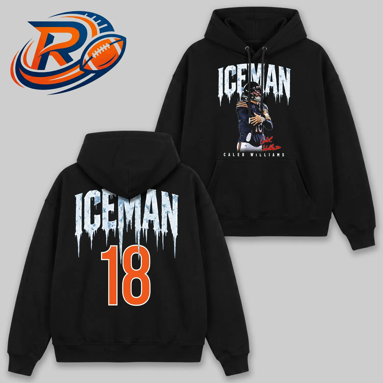 “Iceman” #18 Football Hoodie, ChicaBears Quarterback Graphic Hoodie, “Iceman”s Player Name & Number Sweatshirt, Vintage Football Fan Apparel, Bears Fan Hoodie, Game Day Streetwear, Retro Sports Graphic Hoodie, Gift for Football Fans
