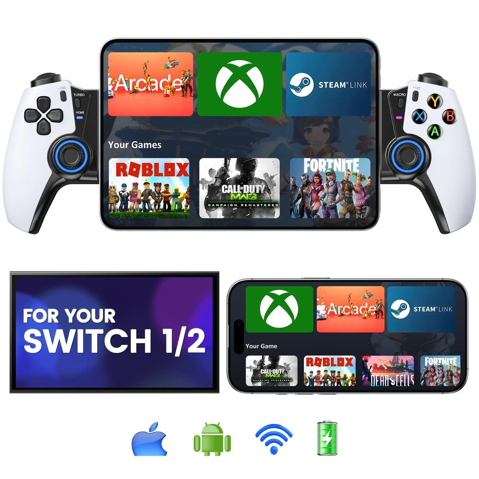 BEBONCOOL Wireless Bluetooth Gaming Controller for Switch 2/OLED/iOS/Android/iPad Mini