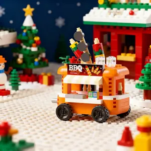 Over 150-piece Mini Vending Cart Building Block Set - DIY Holiday Gift for Kids and Adults, Flower Building Block Toy, Festive Blooming Bouquet Decoration and Creative Puzzle Toy (Christmas Gift, New Year Gift, Birthday Gift)