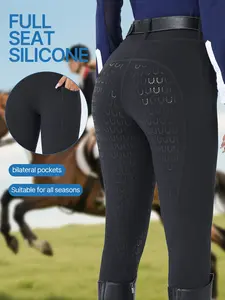Women's Equestrian Pants for Spring Summer, Anti-Slip Durable, High Elasticity Quick-Dry Breathable, Side Pockets, Solid Color, No Belt Included