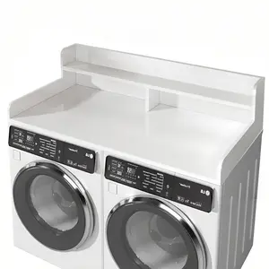 2-Tier Washer and Dryer Countertop with 2.75" H Guard 54" W x 27.5" D Laundry Countertop Cover Large Space Laundry Topper for Folding Clothes Over Washer and Dryer White Durable Household Appliances