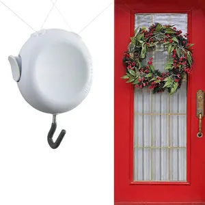 Wreath er for Front Door -  Free Adjustable Door Wreath er for Glass, Screen & Standard Doors, Christmas Wreath & Decor Hook (White - 1 Pack)