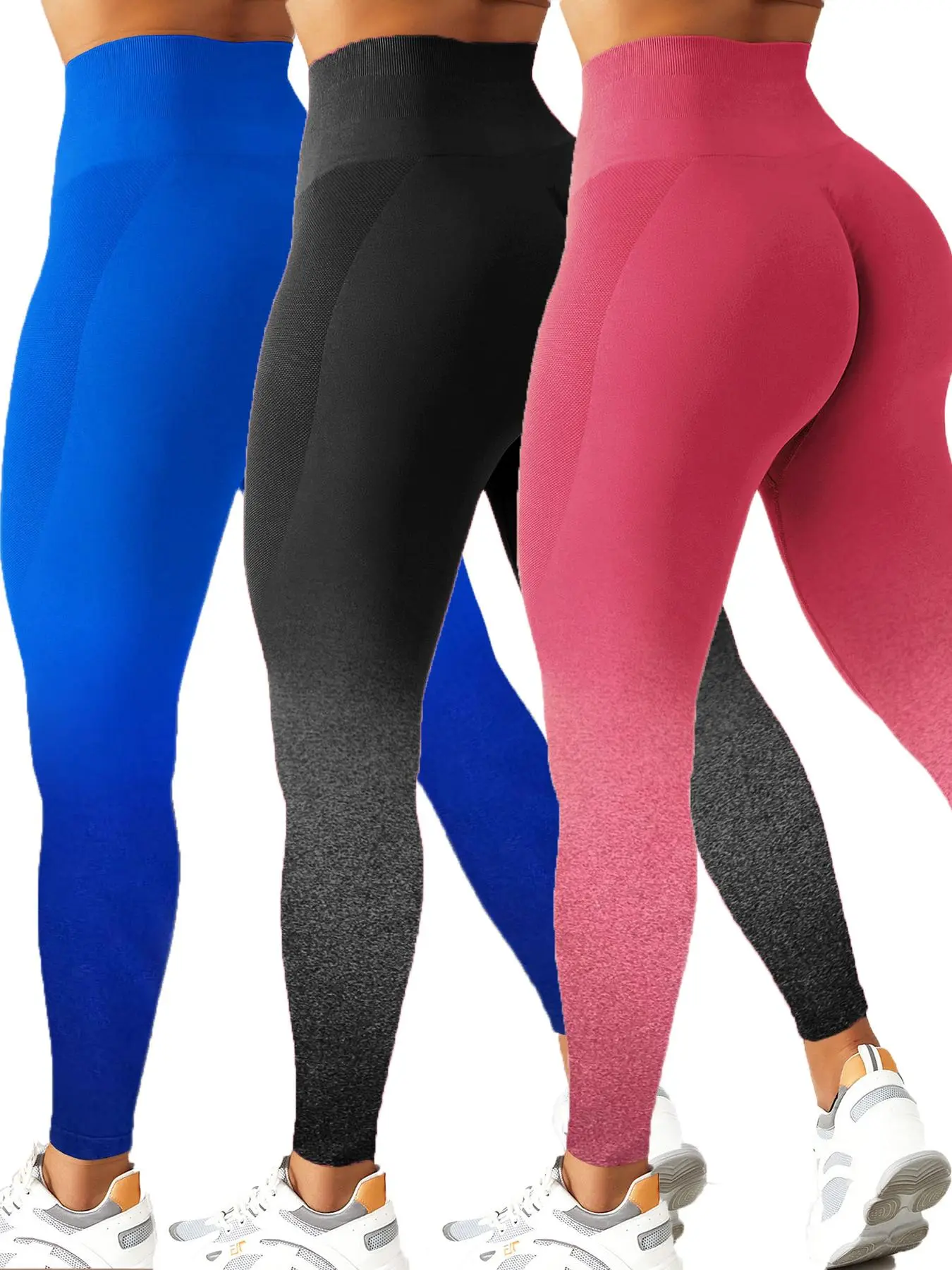 Women's Ombre Print High Waist Sports Leggings, Breathable Comfortable Seamless Skinny Pants, High Stretch Yoga Leggings, Ladies Sportswear for Indoor Outdoor Wear, High Waisted Leggings, Fitness Pants