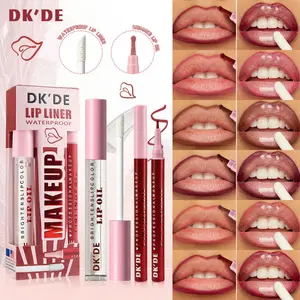 6Pcs Lip Liner Plus Lip Oil Kit Waterproof Moisturizing Hydrating Long Wear Makeup