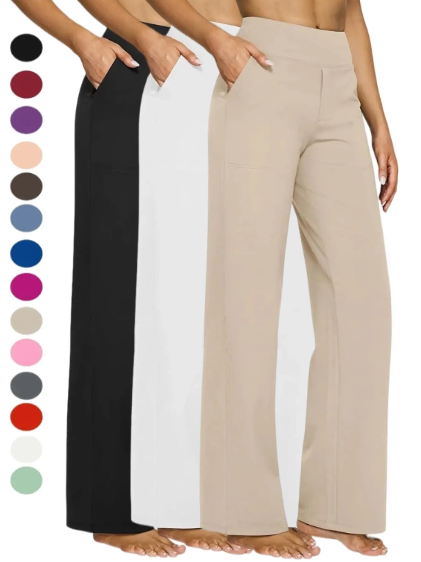 2026 Loose High-Waist Women's Wide Leg Pants with Pockets, Comfortable Athletic Sweatpants, Casual Sportswear, Knit Track Pant