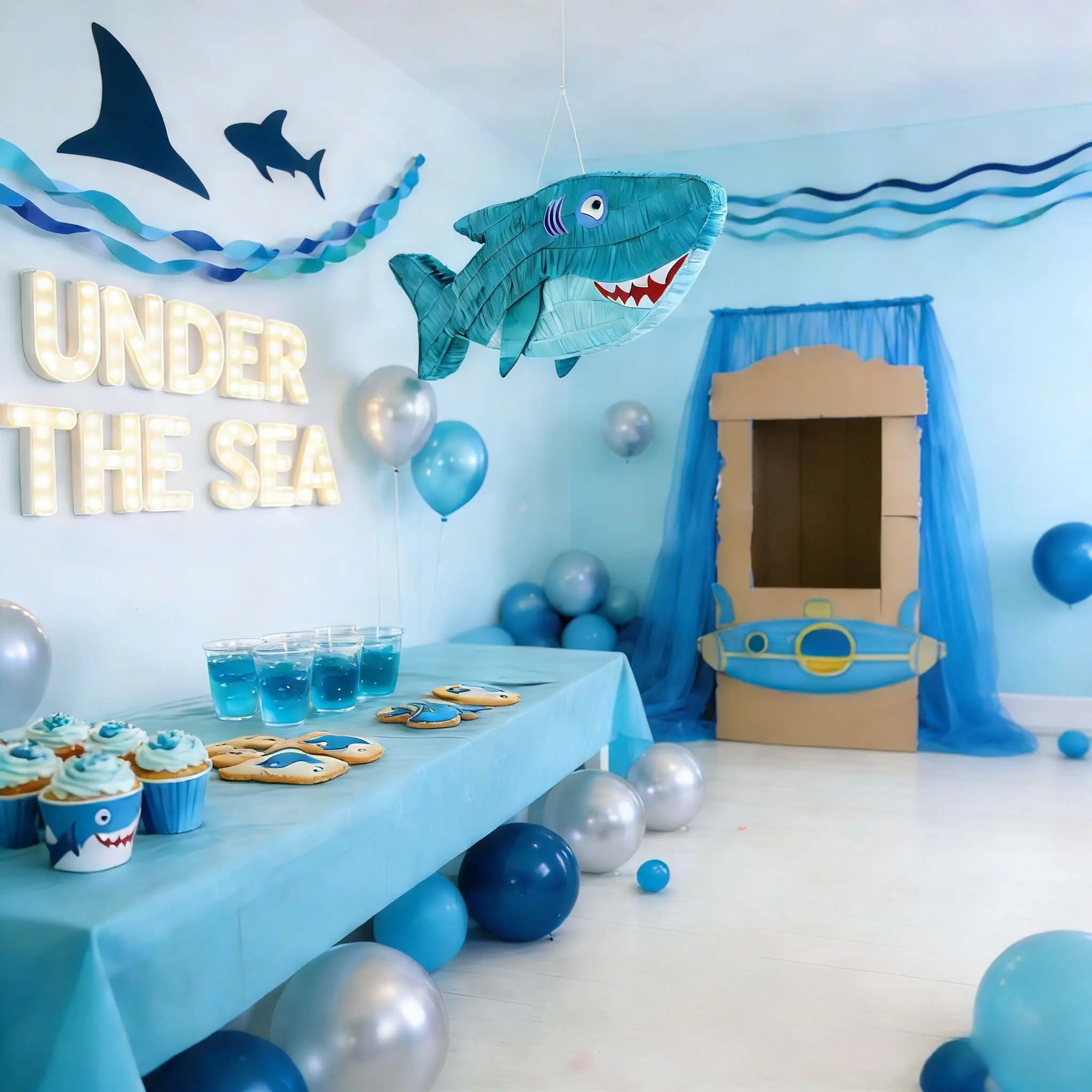 Small Shark Leather Pinata Set, First Birthday Party Game Prop, Theme Decoration, Photography Props, Interactive Game Essential, Party Event Props, 5-Piece Set