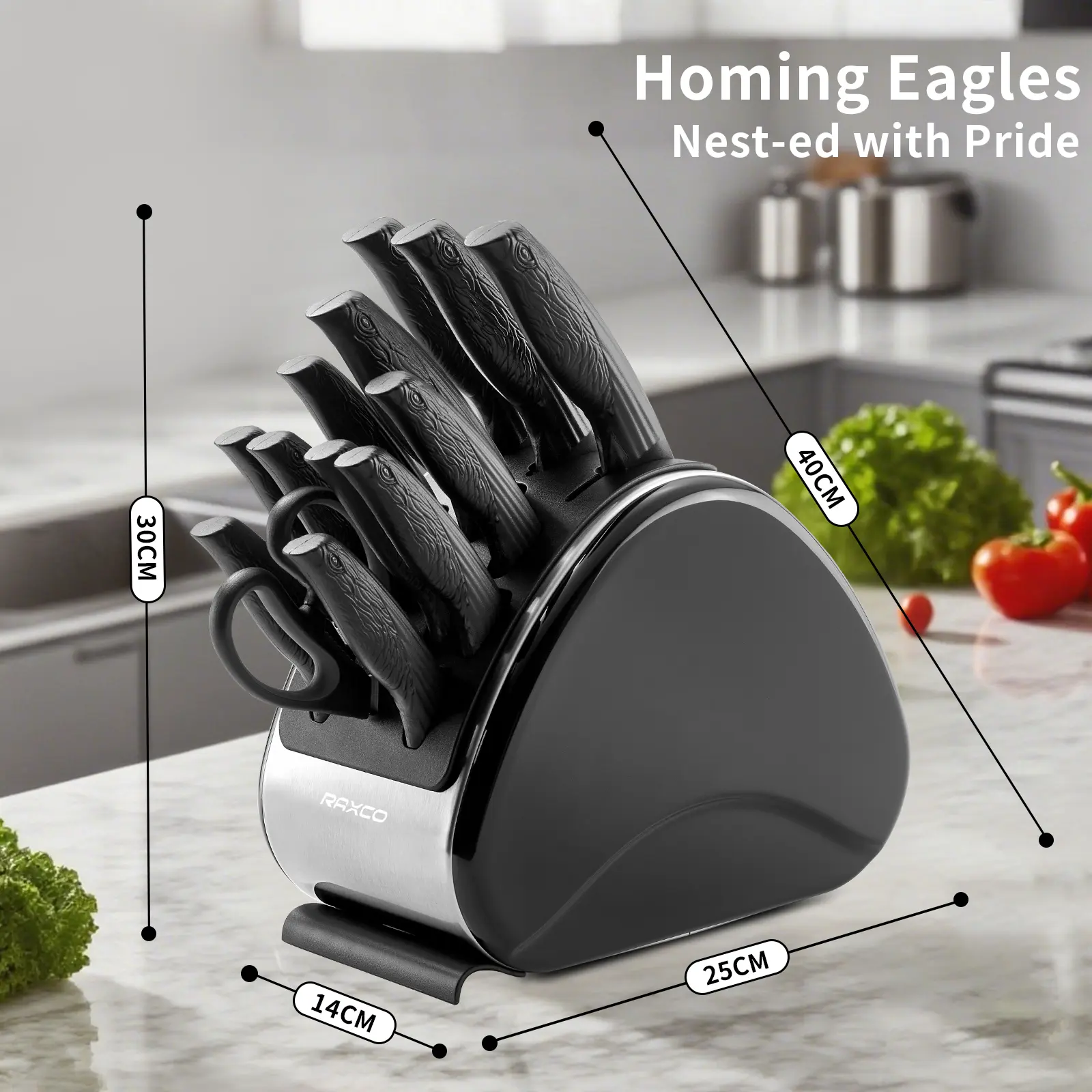 【May Faves】13-Piece Kitchen Knife Set German Craftsmanship with Sharpener and Block  — High-Carbon Stainless Steel Construction, Non-Slip Handle Design, Ideal for Home Cooking, Slicing, knives men, and All-Purpose Use