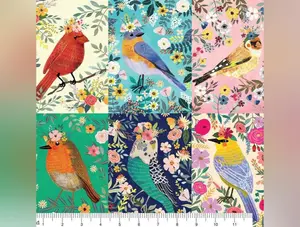 Birdie | Bird Blocks Panel by Mia Charro for Blend Fabrics | 129.103.01.1