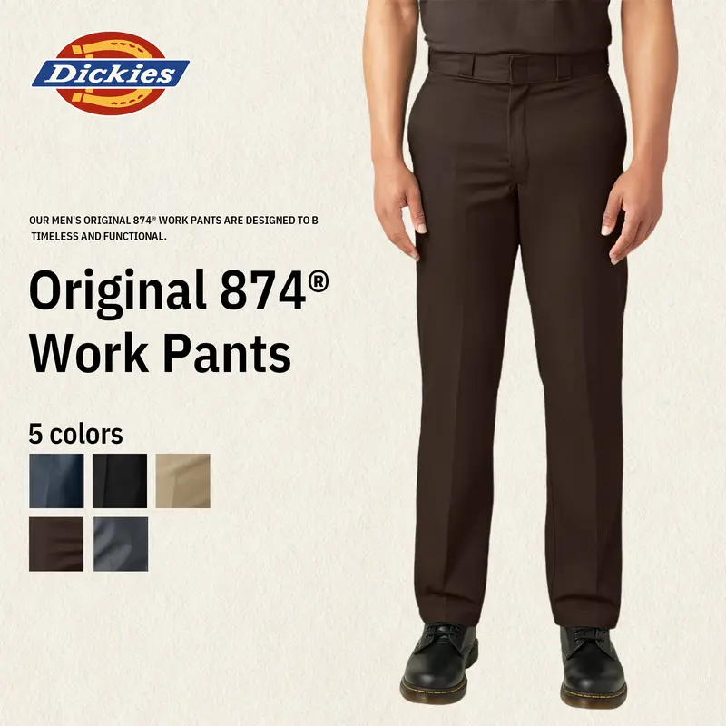 Dickies | Original 874® Work Pants, Workwear, Menswear Plain Classic, Coverall-Inspired Style, Comfortable, Easy Care, Wrinkle-Resistant, Timeless Classic