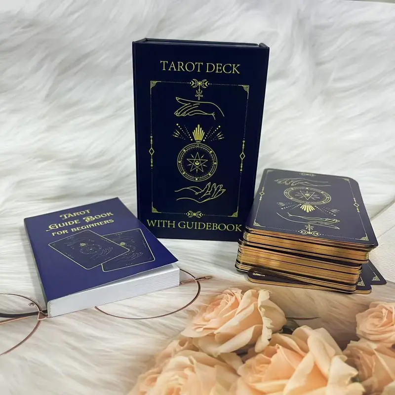 BEARISM 78-Card Gold Foil Tarot Card Set - 400gsm Waterproof, Durable 400gsm, Foil-Edged Glam, Classic Original Design, Guide Book, Tarot Cloth, Meanings Included, Gift-Box Elegance, Ideal for Beginners, 12+ Ages
