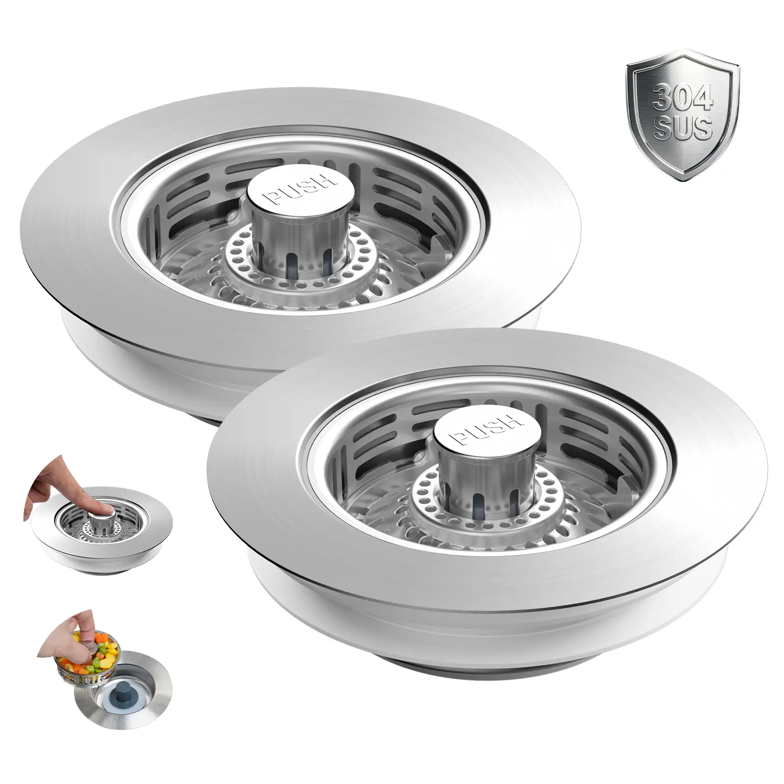 All Metal - 2 PACK - Upgraded  Larger Detachable Basket 