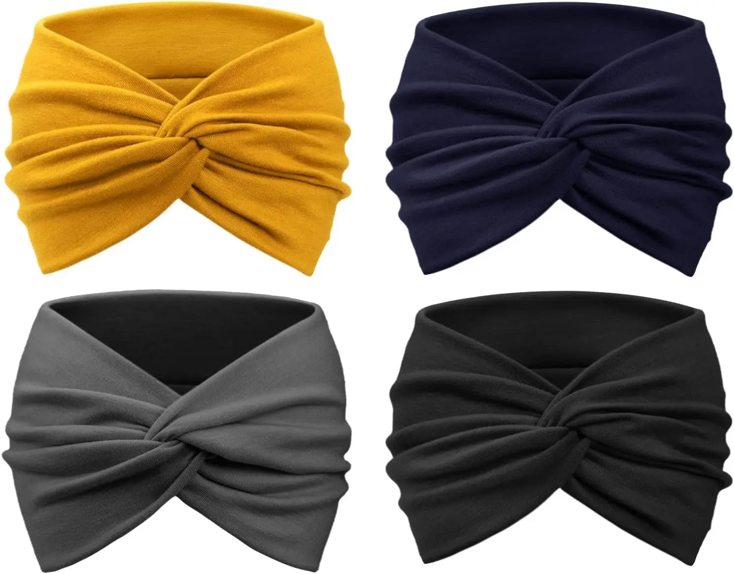4 Pack Turban Headbands for Women Wide Vintage Head Wraps Knotted Cute Hair Band Accessories