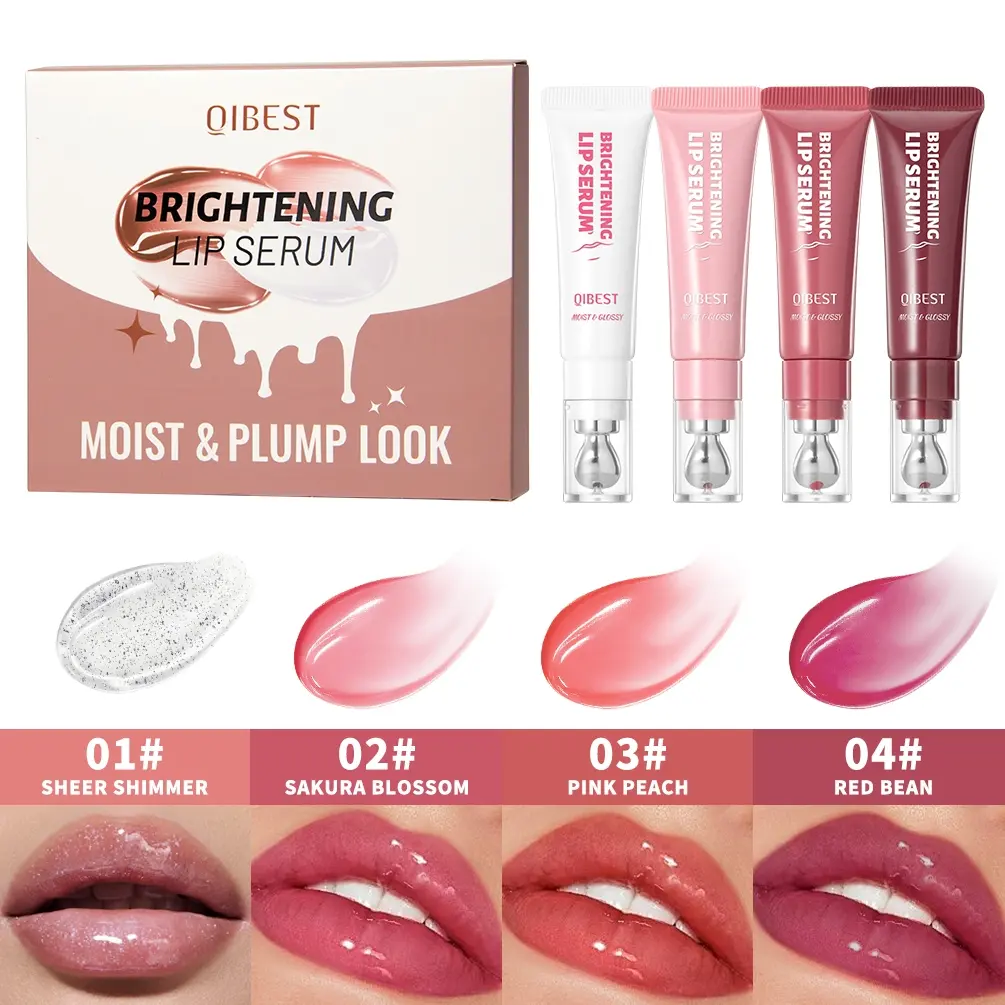 4-Piece Brightening Lip Serum - Moisturizing Hydrating Volumizing Lip Gloss Lip Moisturizer Hydrating Lip Glaze Lip Brightening Balm