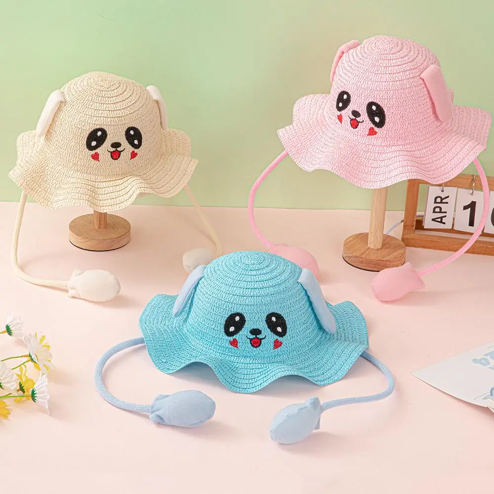 Sporty Protective Gear Cute Moving Bunny Ears Airbag Cartoon Straw Hat - Summer Outdoor Sports Sun Hat with Fun Floppy Ears