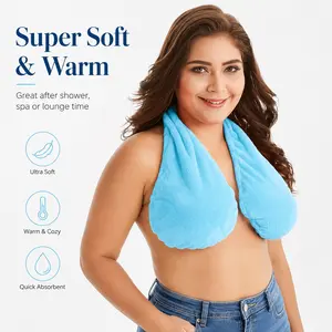1 Pack Absorbent Towel Bra for Women, Soft Breathable Chest Wrap Towel, Neck-Hanging Lounge Bra for Beach, Gym Shower, Nursing & Daily Wear