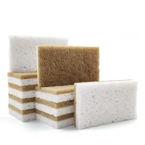 10-Pcs Natural Kitchen Sponge Set Cellulose & Coconut Walnut Scrubber for Efficient Dishwashing & Household Cleaning Eco-Friendly & Water Absorbent