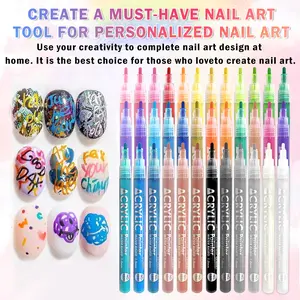 QIUFSSE Cutics 12/24/36-Color Nail Doodle Pen for DIY Nail Art, Quick Drying Acrylic Painting & 3D Dot Embroidery Pen for Home and Salon Manicure, Nail Care Cosmetic Set
