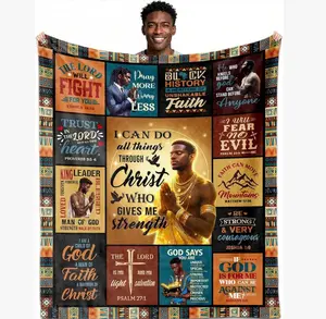 Christian Gifts For Men, African American Dope  Christian Blanket , Inspirational Bible Verse Prayer Quilt, Religious Spiritual Gift Ideas For Birthday Christmas