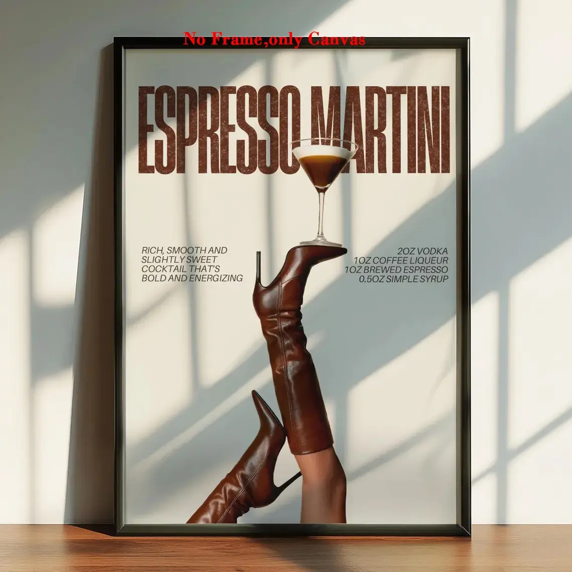 1pc, wall art, decorative artwork, Artwork For Walls, vintage poster, vintage prints, espresso martini print, cocktail martin boots canvas painting, bedroom aesthetic, living room decor, apartment decor, housewarming gift, Modern Home Decoration, unframed