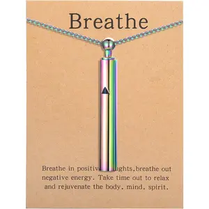 Anxiety Breathe Easy Necklace Mindfulness Breathing Necklace Breathlace Stainless Steel Pendant for Natural Calm & Stress Relief