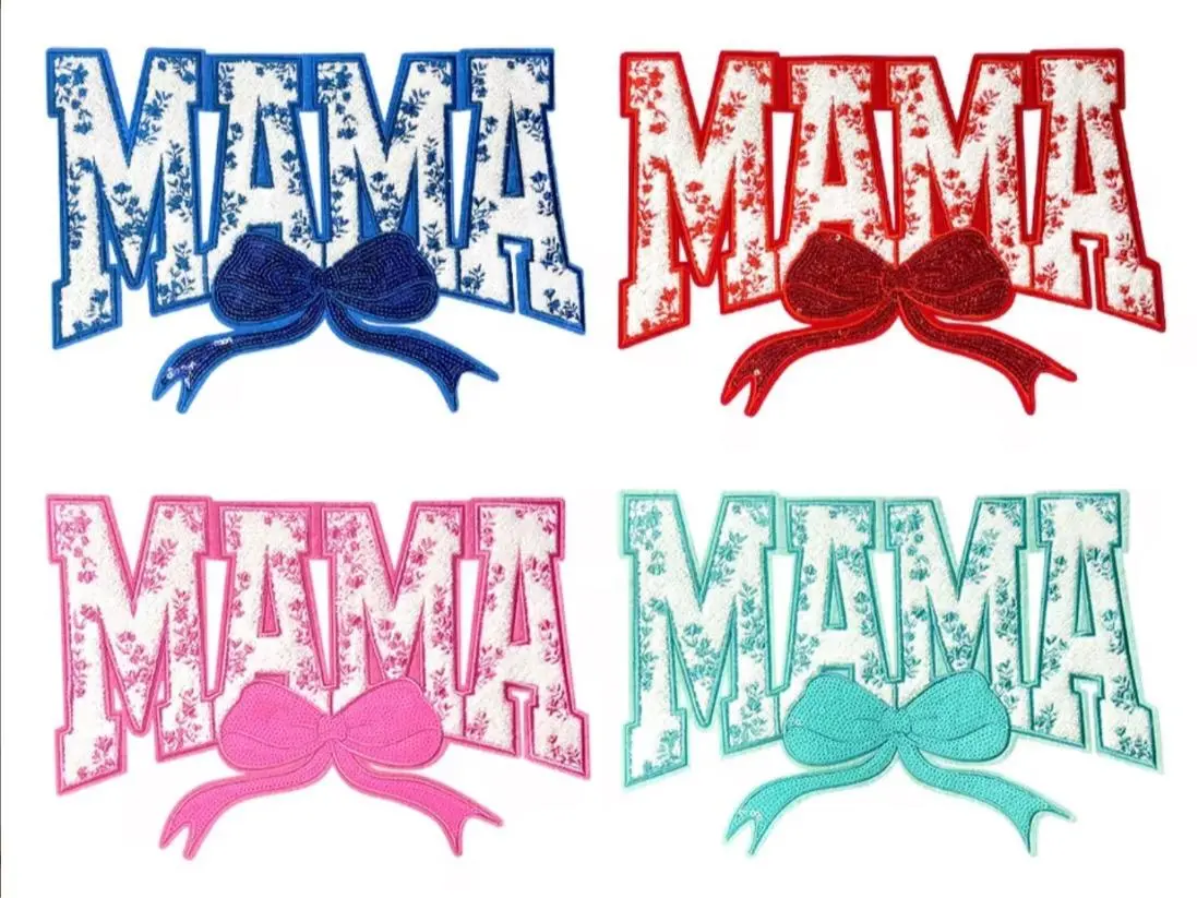 MAMA Fabric Applique - Sequin-Embellished Coquette Bow, Custom-Shaped, Double-Sided Fusible, Pocket-Sized Dressmaking Sewing Accessory, Custom-Shaped Applique, Double-Sided Fusible Applique