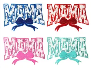 MAMA Fabric Applique, Sequin-Embellished Coquette Bow Sewing Accessory
